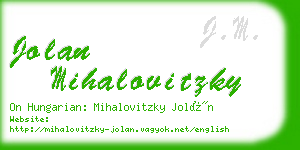 jolan mihalovitzky business card